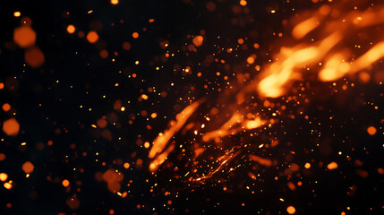 Burning Sparks & Glowing Embers on Dark Background – Perfect for Fire, Energy & Abstract Effects, Ideal for fiery designs, action visuals, and abstract backgrounds.