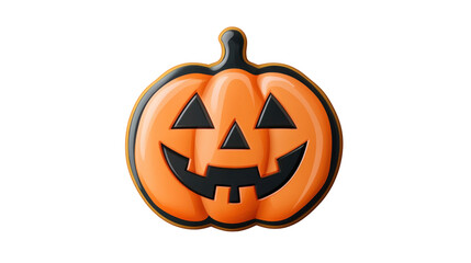 Obraz premium halloween cookie in the shape of pumpkin isolated on white background