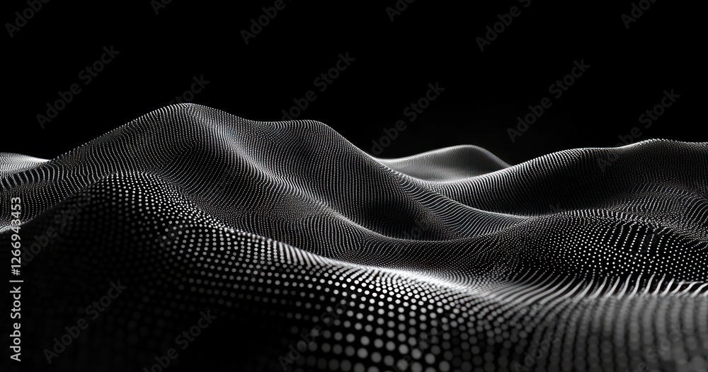 Poster abstract wavy pattern design with dramatic lighting and depth in a surreal landscape