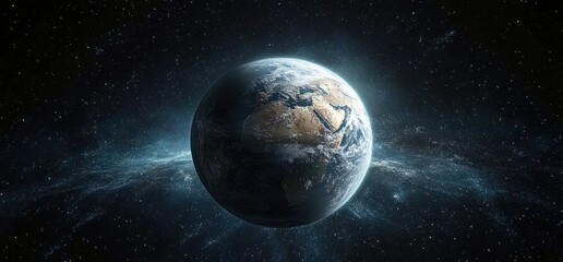 Fototapeta premium Stunning Earth View from Space with Sunrise and Galaxy Background