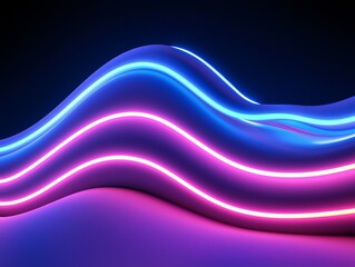 Obraz premium Abstract Wavy Light Trails Illuminated Gradient Curves with Neon Color Effect Aesthetic Backdrop