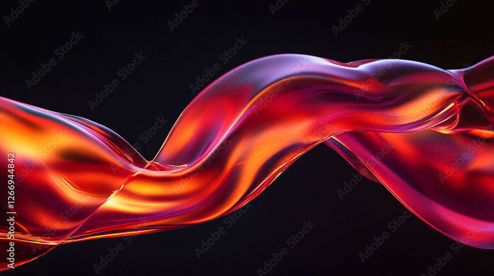 Poster colorful wave of flowing liquid creating a visual art piece in a dark setting