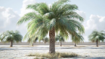 Obraz premium Serene Oasis: Palm Trees Under a Sunny Sky