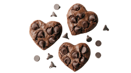 heart shaped chocolate cookies isolated on white background