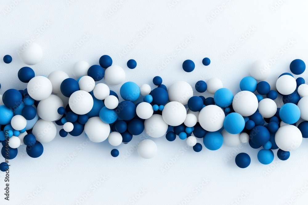 Poster abstract array of spheres in blue and white tones for web design purposes