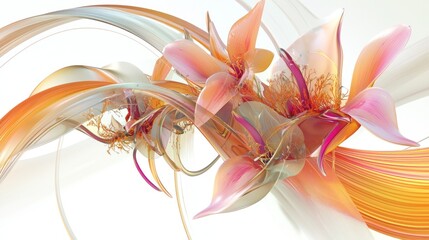 Abstract swirl floral design,  whimsical blossoms in a dynamic spiral