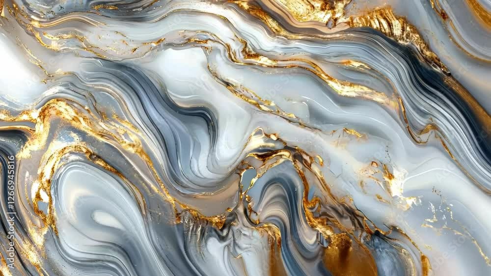 Aufkleber vibrant swirls of gold and gray create stunning marble patterns in a mesmerizing artistic display. g