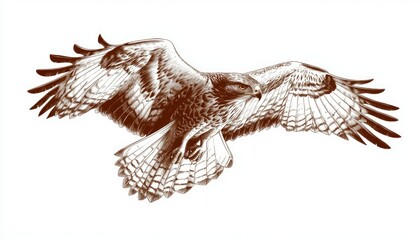 Bird of prey soars. Wildlife illustration. Use education, decoration
