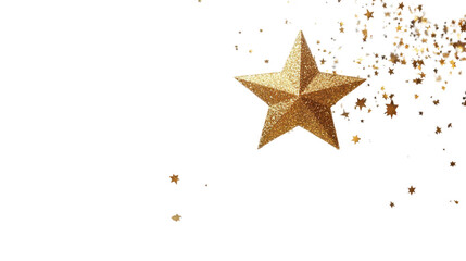 golden glitter star on white background