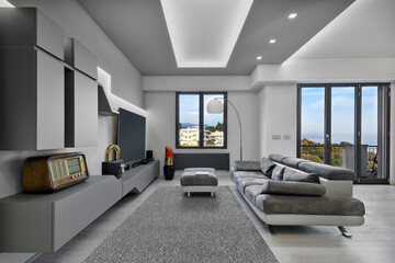 Interior view of a modern living room.