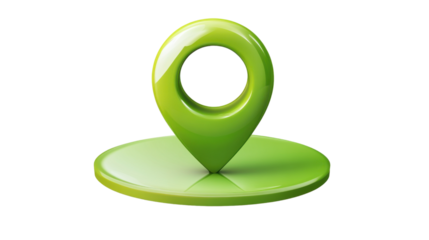 green 3d location pin icon with a base isolated on white background