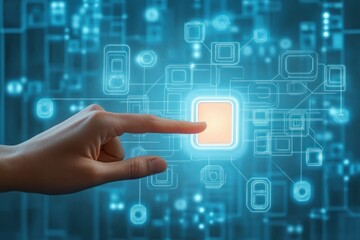 Obraz premium Workflow Automation Process Flowchart Digital Interface Touch Interaction Innovation Management