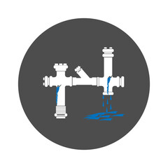 simple icon of leaking water pipe