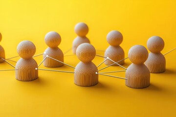 Obraz premium Human Resources Recruitment Connection Wooden People Teamwork Communication Structure