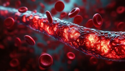 Blood Clot Obstructing Blood Vessel Flow in Erythrocytes Thrombosis and Emergency Healthcare