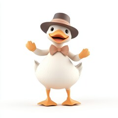 Obraz premium Dancing Duck in Vibrant 3D Cartoon Style, Playful and Colorful Character, Joyful Movement, Whimsical Scene, Engaging and Fun Design