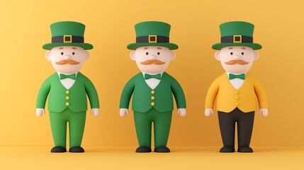 Playful leprechaun icon, quirky poses and bright colors perfect for St Patrick's Day fun