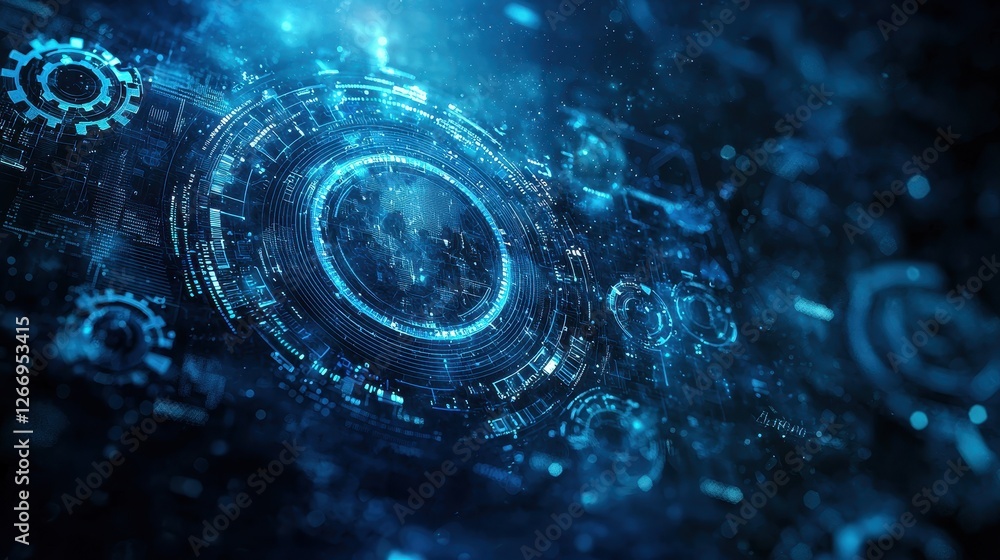Poster dynamic digital interface technology futuristic environment abstract art virtual design high-tech vi