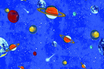 Naklejka premium seamless pattern with solar system