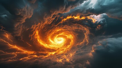 Dramatic Vortex of Stormy Clouds and Lightning