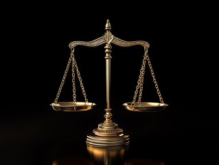 Antique-Style Golden Balance Scales Symbolizing Justice, Fairness, and Legal Equality, Isolated on a White Background for Law, Ethics, and Weighing Concepts