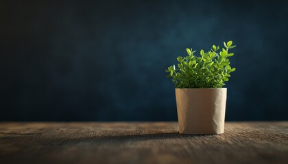 Small green plant breaking through brown paper, symbolizing resilience and growth in a simple yet striking composition.