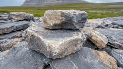 Balanced rocks, mountain backdrop, nature scene, travel photography