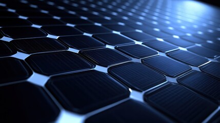 Naklejka premium Close-up of advanced solar panel technology with blue cells