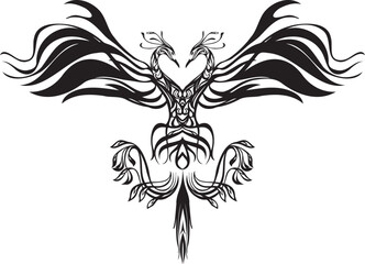 Obraz premium 鳳凰のトライバルアートのクールなイラスト