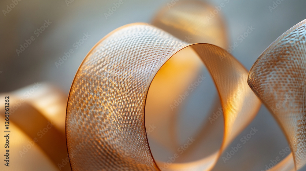 Poster elegant golden ribbon spirals creating a shimmering effect for decorative projects