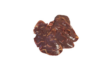 animal liver disease isolated, liver of a sick rabbit on a white background