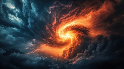 Massive Thunderstorm with Spiraling Clouds