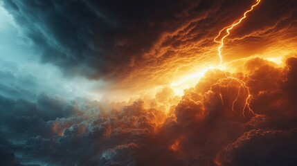 Dramatic Superstorm with Bright Lightning Strikes