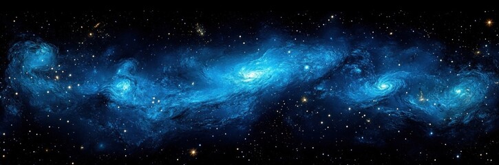 Vibrant Blue Galaxy with Nebulae and Stars in Cosmic Space