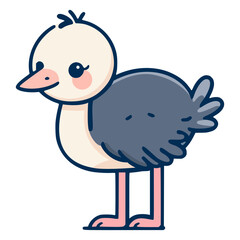 ostrich bird wild animal flat color vector illustration template design