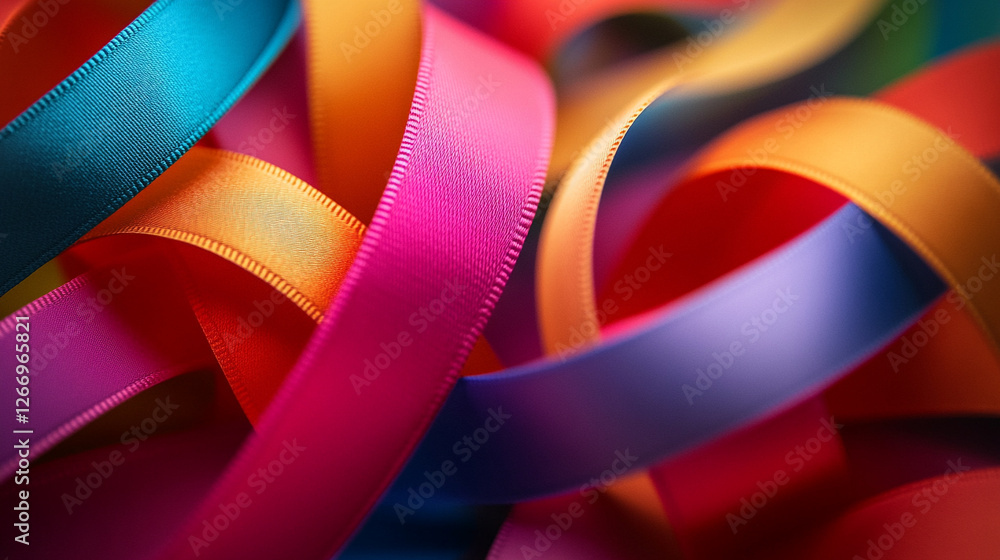 Poster colorful ribbons intertwined create a vibrant display of texture and design