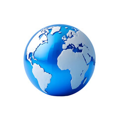 Fototapeta premium A highly detailed 3D-rendered globe icon, rotating slightly with a glossy, semi-reflective