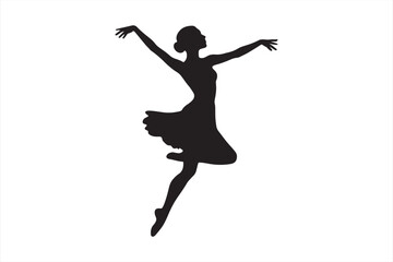 Silhouette of a Ballet Dancer in Elegant Leap