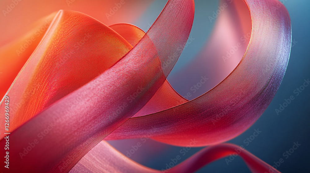 Poster colorful ribbons create a dynamic abstract composition with flowing movements and light