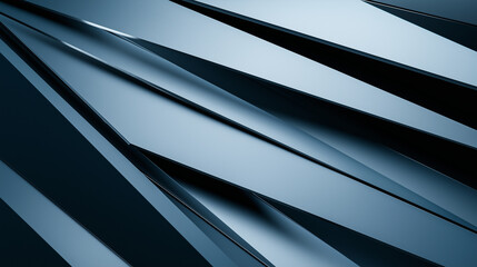 Obraz premium Abstrakte metallische Streifen in Blaugrau-Tönen. Modernes geometrisches Design mit dynamischen Linien. Industrielle Textur mit Licht und Schatten für Business-Hintergründe