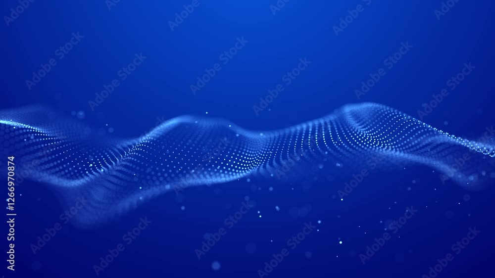 Poster Futuristic sound flow wave. Equalizer for music. Data transfer. 3D rendering.
