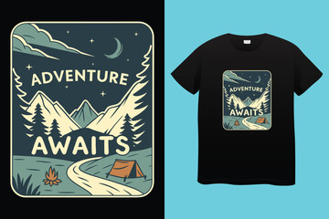 Camping t shirt design vector file. Mountain camping t shirt. Gift t-shirt for men.