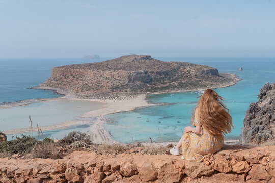 Breathtaking views at the balos beach where you can see a beautiful beach on the island of Crete.