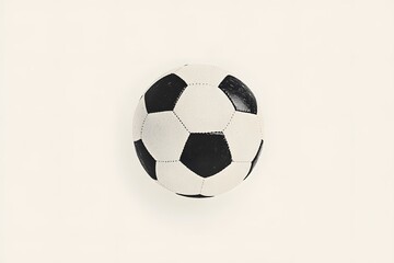 Fototapeta premium Soccer ball resting on a flat surface showcasing classic design and colors in a minimalistic composition