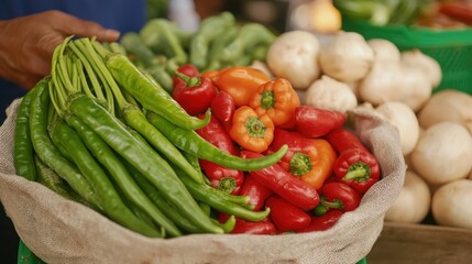 Close Up Shot of Fresh Vegetables Neatly Arranged in a Market Basket