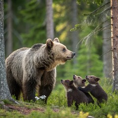 Fototapeta premium brown bear in the forest