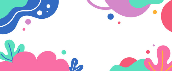 Flat modern abstract organic shape with vibrant color. Horizontal background template design