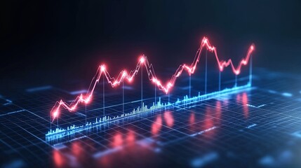 A glowing graph rising sharply on a futuristic screen, symbolizing exponential business growth, clean and innovative 