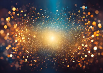 Fototapeta premium Golden glitter particles in a radiant abstract background with shimmer.