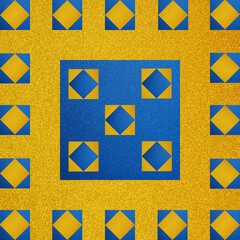 Muster in blau und gelb